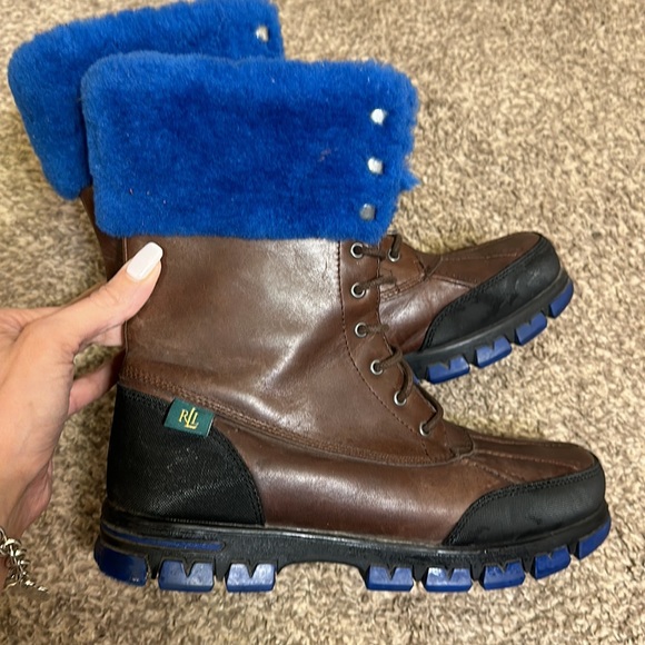 Ralph Lauren Quinta Leather Weatherproof Duck Boots 8 - Picture 2 of 7